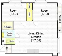 レオーネ寺田町東 2LDKの間取図画像