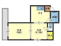 サンジェルマン玉造 2DKの間取図画像