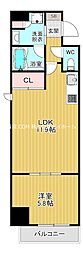 ResidenceTresorDien大阪上本町 1LDKの間取図画像