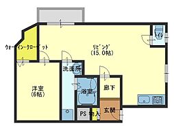 メープルリンク弐番館 1LDKの間取図画像