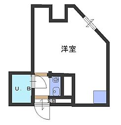 エイチ・ツー・オー第6ビル 1Kの間取図画像