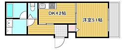 HOKURASUMaison新今里 1DKの間取図画像
