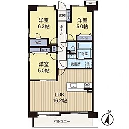 オーベル大和 3LDKの間取図画像