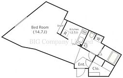 T FLAT2 1階1Kの間取り