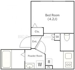 カノアミナミダイ 1階1Kの間取り