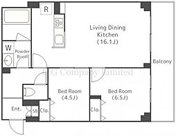 エスティメゾン都立大学 1階1SLDKの間取り