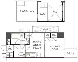 パークアクシス目黒本町 5階1DKの間取り