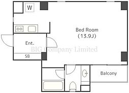 フレッグ目黒平町 2階ワンルームの間取り