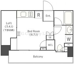 パークアクシス学芸大学レジデンス 9階ワンルームの間取り