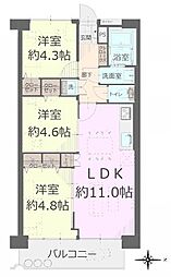 中銀城北パークマンシオン 608 3LDKの間取り