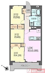 城北公園ハイツ 3LDKの間取図画像