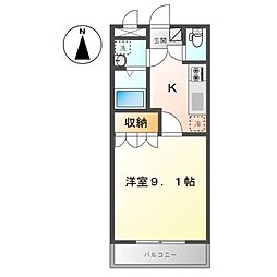 サニーレイク 1階1Kの間取り