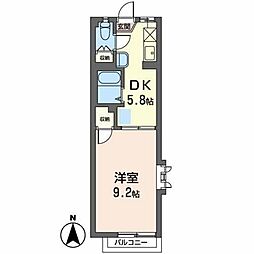 フレグランスマルナカ 1階1DKの間取り
