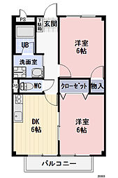プランタン津崎 1階2DKの間取り