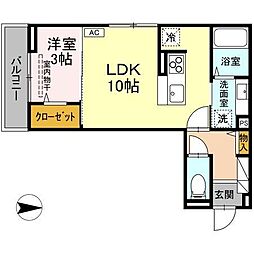Ｊ-Ｒｏｏｍ妃　VII番館　屋代駅前 305 3階1LDKの間取り