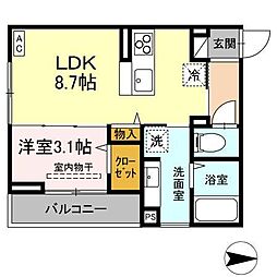 Ｊ-Ｒｏｏｍ妃　VII番館　屋代駅前 307 3階1LDKの間取り