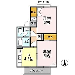フォーダイアモンズタウンA 2Kの間取図画像