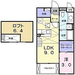 グレイスヴィラ川中島A 1LDKの間取図画像