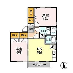 エバンスタウンコスモA 2DKの間取図画像