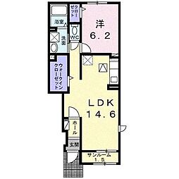 モデルノカーサ 1LDKの間取図画像