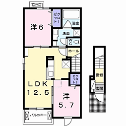 フィッシュテールA 2LDKの間取図画像