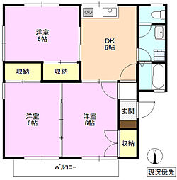 フォーダイアモンズタウンB 3DKの間取図画像