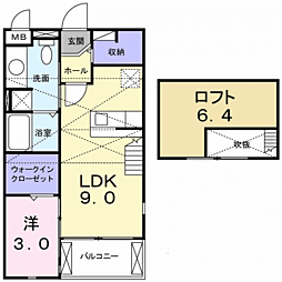 グレイスヴィラ川中島A 1LDKの間取図画像