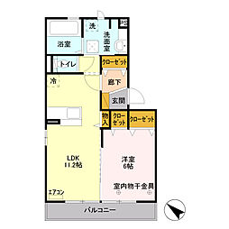 レグラス稲里F棟 1LDKの間取図画像