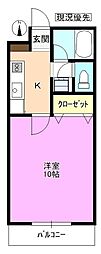 サン・ピュア 1Kの間取図画像