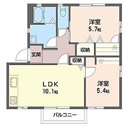 エステート・K-N 2LDKの間取図画像
