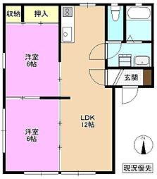 フレグランスEVE・E 2LDKの間取図画像