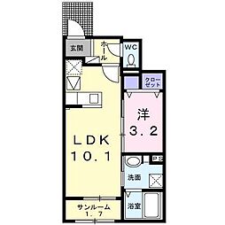 モントレイ 1階1LDKの間取り