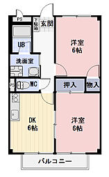 ストーク稲葉　Ａ棟 1階2DKの間取り