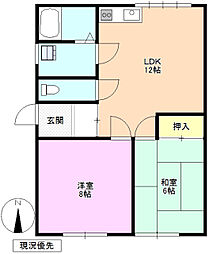 コーポ千曲川 1階2LDKの間取り