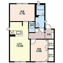 ガーデンテラス倉石 2LDKの間取図画像
