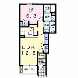 パレスティディオ長野　Ａ 1階1LDKの間取り
