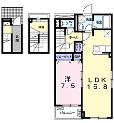 シャルマン　Ｂ 3階1LDKの間取り