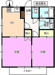 メゾン・エスパシオ 2階2DKの間取り