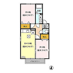 アドバンス21B 2DKの間取図画像