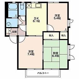 ラフィーネ逢瀬A 3DKの間取図画像