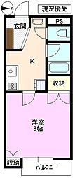 第3コーポシモダ 1Kの間取図画像