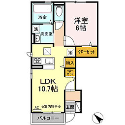 グリーンハイツ八木沢 1LDKの間取図画像
