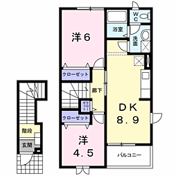 カーサ・ティンブレ 2DKの間取図画像