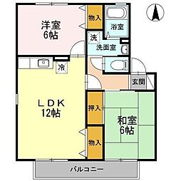 ピュアコートA 2LDKの間取図画像