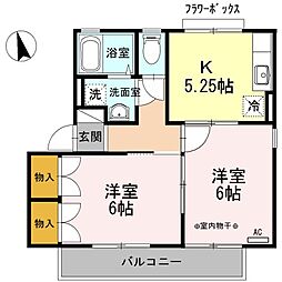 メゾンパーク東和田A 2Kの間取図画像