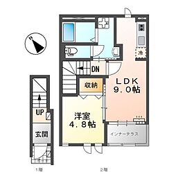 プログレス3番館 1LDKの間取図画像