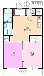 ハイツアップル 2DKの間取図画像