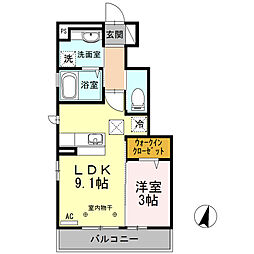 ラ・ヴェリテ 1LDKの間取図画像