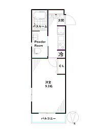 西武新宿線 鷺ノ宮駅 徒歩9分の賃貸マンション 2階1Kの間取り