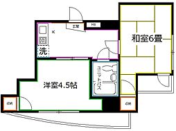 JR中央本線 高円寺駅 徒歩2分の賃貸マンション 5階2Kの間取り